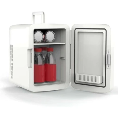 Image of Crystals Mini Fridge, 4/10/15L Litre Table Top Small Fridge Cooler &amp; Warmer for Car Bedrooms Desk Office, 12V DC 220 AC, Energy Efficient (White, 10 Liter)