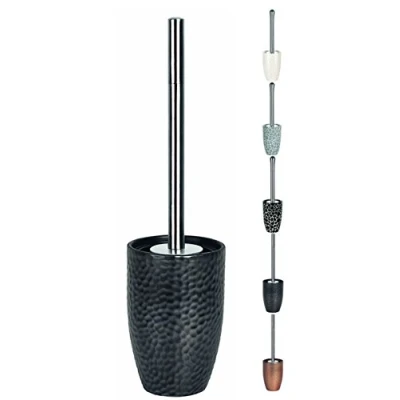 Image of Spirella Darwin Hammered Stoneware Toilet Brush, Black