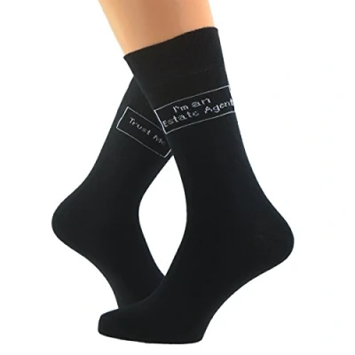 Image of GTR Prestige Giftware Trust me I&#039;m an Estate Agent Woven Cotton Rich Socks Adult Size UK 6 12 Euro 39 46