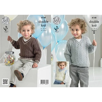 Image of King Cole 4148 Knitting Pattern Childs Slipover and Sweaters to Knit in Comfort DK