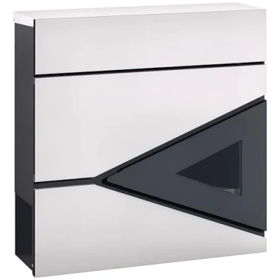 Image of HOMCOM Wall Mounted Post Box with Viewing Window, 2 Lock, Modern Galvanised Steel Mailbox Copper Core, Weatherproof Letterbox for Outdoor Use, Easy to Install, Silver