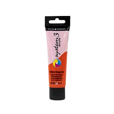 Image of Daler Rowney System3 Acrylic Paint, Plastic Tube, 2oz 59 ml, Cadmium Orange Hue