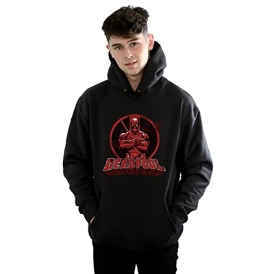 Image of Marvel Men&#039;s Deadpool Crossed Arms Logo Hoodie Black Large