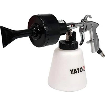 Image of YATO Professional compressed air foam gun made of lightweight and sturdy aluminium, 113 l/min, turbo nozzle, 1 litre detergent bottle, adjustable,