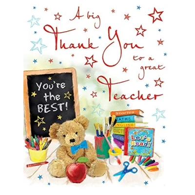 Image of Occasion Card Thank You Teacher 8 x 6 inches Regal Publishing