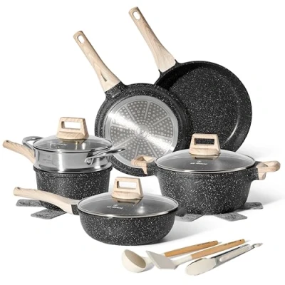 Image of Just Perfecto pots and Pans Sets Non Stick, Induction hob pan Set, Saucepan Stick Frying Set with lid Stock Pot, deep pan, for Granite cookware