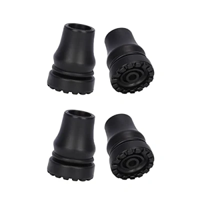 Image of supregear Cane Tip 19 mm, 4 Pack Non Slip Rubber Replacement for mm Diameter Standard Walking Stick Folding Crutch Accessory, Black