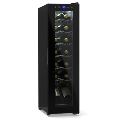 Image of Klarstein Wine Refrigerator, 1 Zone Beverage Refrigerator with Glass Door, Quiet Indoor/Outdoor 41 L Bottle Small, Cabinet for Drinks, Cooler 14 Bottles