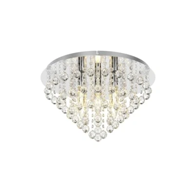 Image of Lindby Modern Crystal Chandelier, LED Ceiling Light (5 xE14), Round Lamp Semi Flush Mount Chandeliers for Bedrooms Kitchen Living Room Hallway, Acrylic 46 cm
