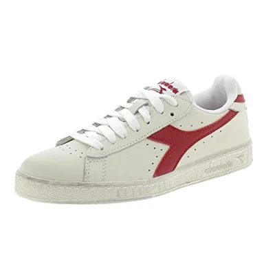 Image of Diadora GAME Waxed Unisex Trainers, Size: 8.5, White/red pepper Leather