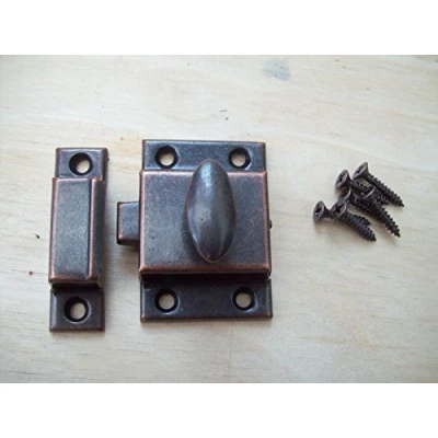 Image of Ironmongery World Cupboard Cabinet Door Thumb Turn Thumbturn Catch Latch Lock in 3 Finishes Antique/Bronze