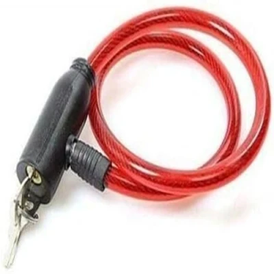 Image of Paulstore Steel spiral cable bicycle bike lock 2 keys cycle chain PVC non scrachable sleve (Red)