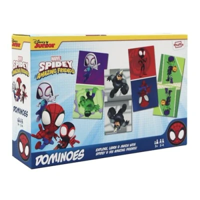Image of SHUFFLE Spidey and his Amazing Friends Dominoes, Match Spidey, Villains in this Fun Traditional Game for Marvel Fans, Great Gift, 2 4 Players, Ages 3+ Years