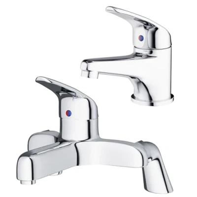 Image of Nes Home Studio Chrome Bathroom Basin Mono Mixer Tap &amp; Deck Mounted Bath Filler