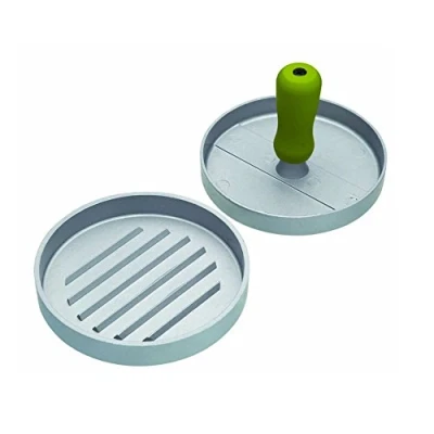 Image of KitchenCraft Home Made Non Stick Burger Press with Recipe in Gift Box, Aluminium Quarter Pounder Maker, 11 cm, Grey