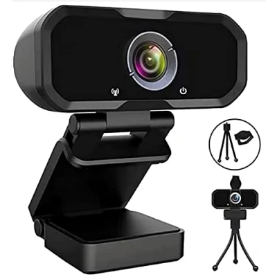 Image of HOBFU Webcam, HD 1080P Webcam with Microphone/speaker (Grey)