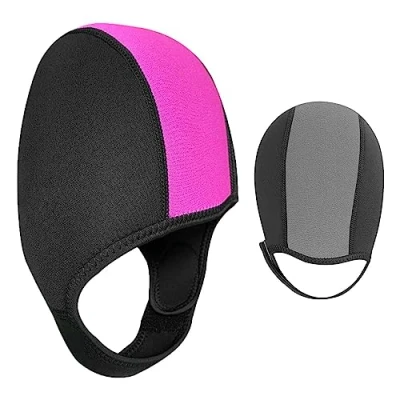 Image of ZONEWD Swim Caps for Men Surfing Beanie Hat, 2.5mm Neoprene Hat,Thermal Head Swimming Hat with adhesive Strap, Adjustable Hood Women