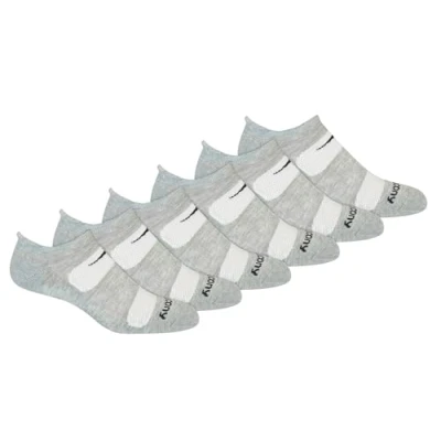 Image of Saucony Men&#039;s Rundry Mesh Ventilating Comfort Fit Performance Tab Socks, Available in M XL (6, 12, Grey (6 Pairs), Large