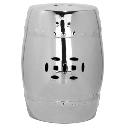 Image of SAFAVIEH Modern Ceramic Garden Stool, in Silver, 35 X 45