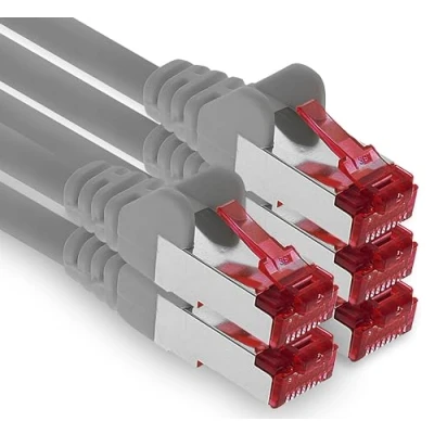 Image of 1aTTack.de 1m Cat6 Lan Ethernet Cable Patch Network Cat 6 1000 Mbit/s RJ45 Plug Internet for TV Computer switch Gaming etc. gray 5 pieces