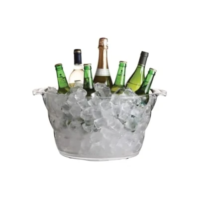 Image of BarCraft Clear Acrylic Large Oval Drinks Bucket / Cooler, Beer, and Wine 10 Litres