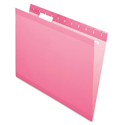 Image of Pendaflex Reinforced Hanging File Folders, Letter Size, Pink, 1/5 Cut, 25/BX (4152 PIN)