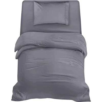 Image of Utopia Bedding 3 Piece Single Set Duvet Cover, Fitted Sheet with Pillow case Soft Brushed Microfiber (Grey)