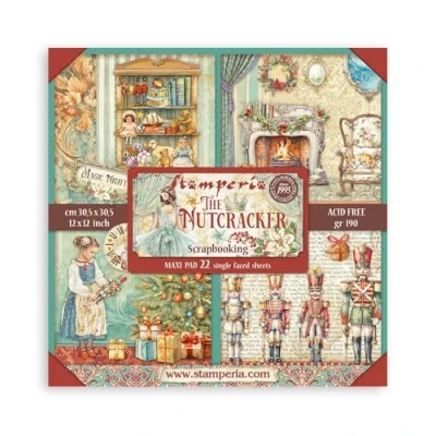 Image of Stamperia Scrapbook Paper Pad for Scrapbooking, Albums, Card Making, Bullet Journalling and More, Acid Free, Single Face, Perfect Hobbies, Crafts, Gifting (The Nutcracker) (30.5 x 30.5 cm)