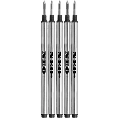 Image of NEO+ 5 x Pen Refills Compatible with Mont Blanc Rollerball Pens of Lines: Solitaire, Noblesse, Generation, Scenum, Bohème, Classic and StarWalker, Jinhao, Gullor (5 Black Ink Refills)