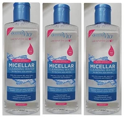 Image of Derma V10 Pure Effect Micellar Cleansing Water 200ml (Pack of Three)
