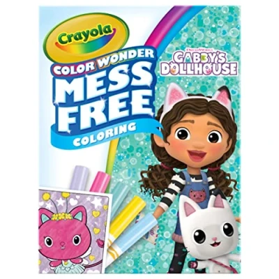 Image of CRAYOLA Color Wonder Gabby&#039;s Dollhouse Mess Free Colouring Book (Includes 18 Pages and 5 Magic Markers) For Ages 3+