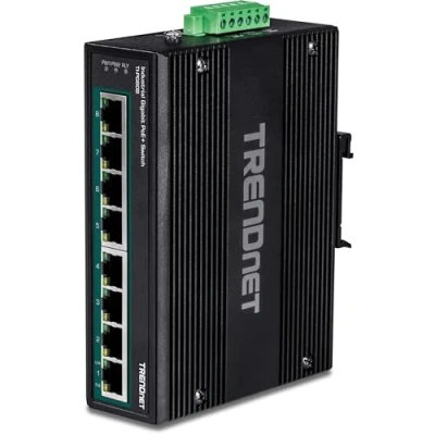 Image of TRENDnet TI PG80B 8 Port Industrial Gigabit PoE+ DIN Rail Switch (24 56V)
