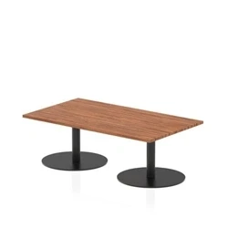 Image of Italia 1400 x 800mm Rectangular Coffee Table Walnut Top 475mm High Black Leg