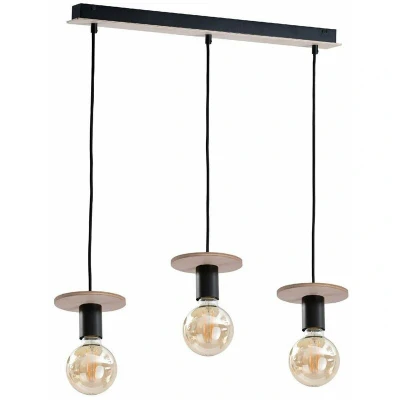 Image of Saturn Bar Pendant Ceiling Light Natural, Black, 60cm, 3x E27