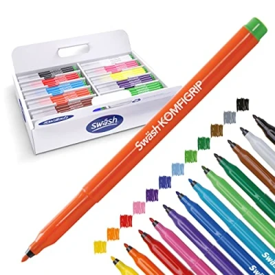 Image of Swash TC300F Komfigrip Colouring Pens, Class tray, Fine Tip (Pack of 300)