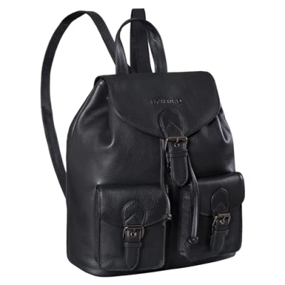 Image of STILORD &#039;Ezra&#039; Daypack Rucksack Leather Backpack Large Vintage Bag Ideal as Laptop School College DIN A4 Travel Genuine Leather, Colour:Black