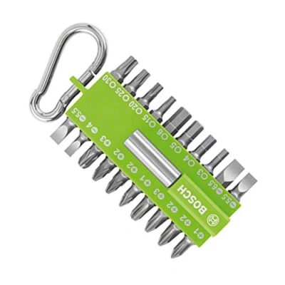 Image of Bosch 21 Piece Screwdriver Bit Set Green (with Magnetic Holder, Carabiner, Accessory for Electric Screwdrivers)