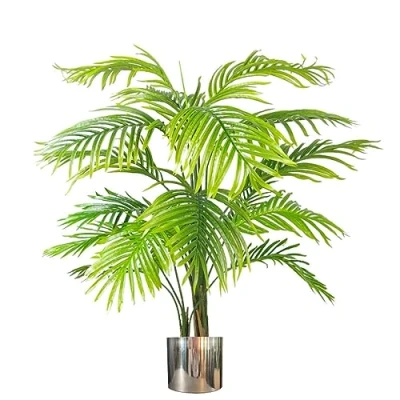 Image of Leaf Large Artificial Palm Tree, Areca Silver, 130cm