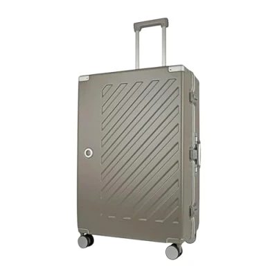 Image of 100% Polycarbonate Zipperless Large Suitcase, Hardshell Check in Luggage with Double TSA Locks and 4 Wheels, Aluminium Alloy Handle, Flight Case for Travel Khaki Grey