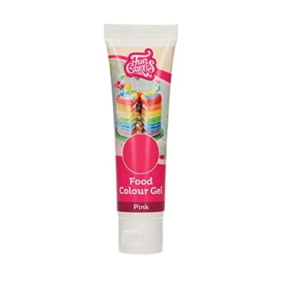 Image of FunCakes Food Colour Gel Pink: Highly Concentrated Colouring for Batter, Cream, Fondant, Marzipan, Dough. Single Drips to Create Vibrant Colours. Halal. 30 g.