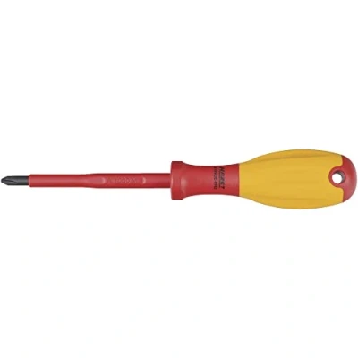 Image of HAZET 810VDE PH1 Cross Recess Profile PH Screwdriver for Electricians with Protective Insulation and Burnished Tips Multi Colour