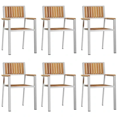 Image of vidaXL Stacking Garden Chairs 6 pcs 54.5x56x87 cm Solid Wood Acacia