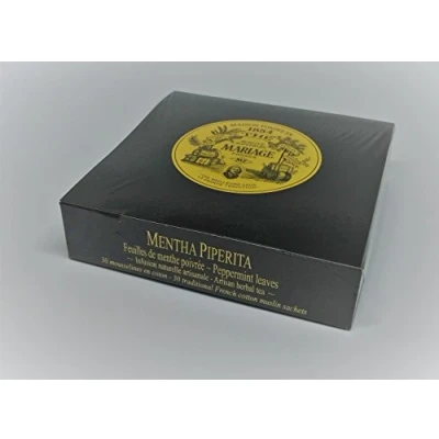 Image of Mariage Frères MENTHA PIPERITA (NEW!) Peppermint leaves Organic garden* artisan herbal tea Box of 30 traditional french muslin sachets