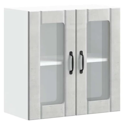 Image of vidaXL Kitchen Wall Cabinet Lucca Engineered Wood/Glass Design, Concrete Grey, 60x31x60cm Ample Storage with Glass Door
