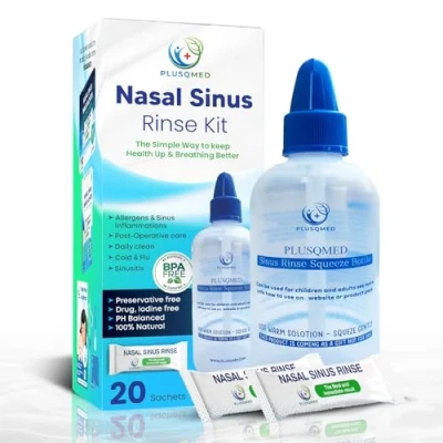 Image of Sinus Rinse kit Original Squeeze Bottle + 20 sachets sea Salt, Plusqmed