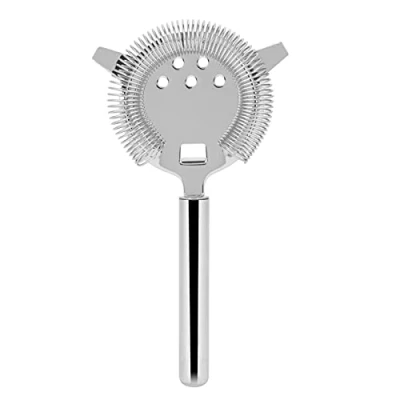 Image of Raguso Stainless Steel Cocktail Strainer Professional Hawthorne Filter with Wire Spring Straining Lid for Home Bar Club Party (Silver)