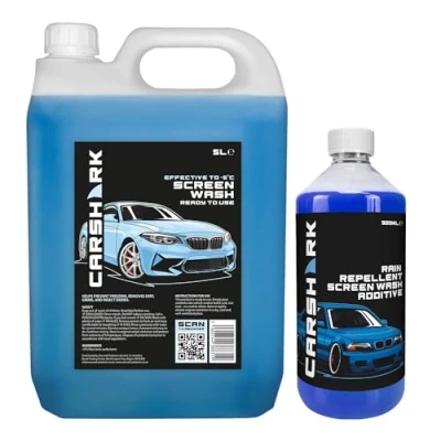 Image of CARSHARK Rain Repellent Screenwash Additive 500 ml with Winter 5 Litre Effective down to 5C (Blue)