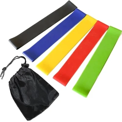 Image of Resistance Bands Set for Men and Women, Pack of 5 Different Levels Elastic Band Home Gym Long Exercise Workout Great Fitness Equipment Training, Yoga Free Carrying Bag