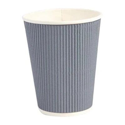 Image of Fiesta GP431 Takeaway Coffee Cups, Ripple Wall, 12 oz., Charcoal (Pack of 25)