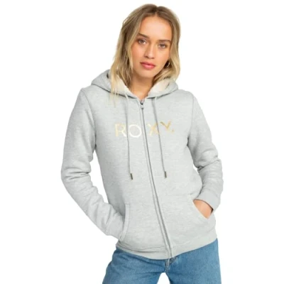 Image of Roxy Women&#039;s Sherpa Lined Zipped Hoodie Heritage Heather